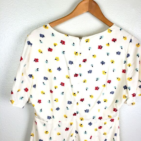 Madewell NWT Spring/Summer Floral Print Cream Short Dress Size 08 - Picture 5 of 12